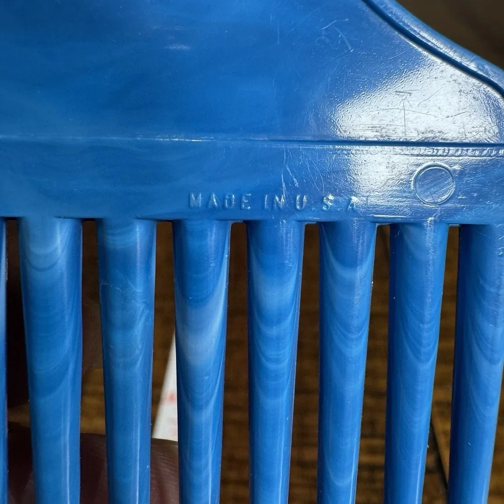 Goody Genuine ACE Hair Pick Comb with Handle‎ Blue Swirl USA Vintage Plastic